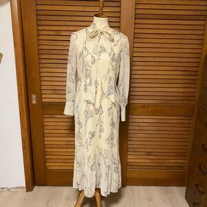 A New Day Elegant Cream Floral Women's Dress